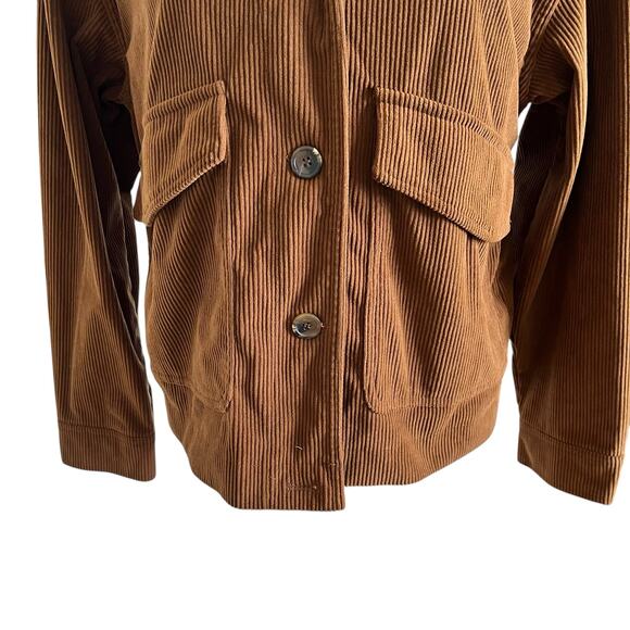 Avec Les Filles Jacket Women's Small Rust Brown Corduroy Flap Pockets Collar - Picture 3 of 8